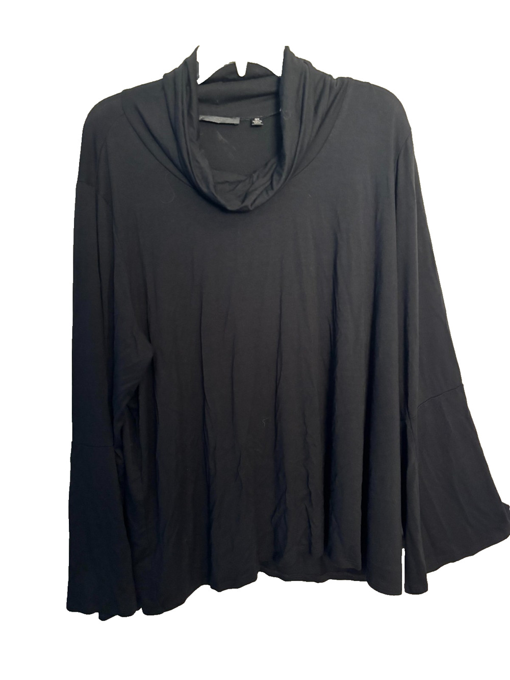 Cyrus Black Cowl Neck Sweater Womens 3X Bell Sleeve Soft Knit Tunic Top Plus